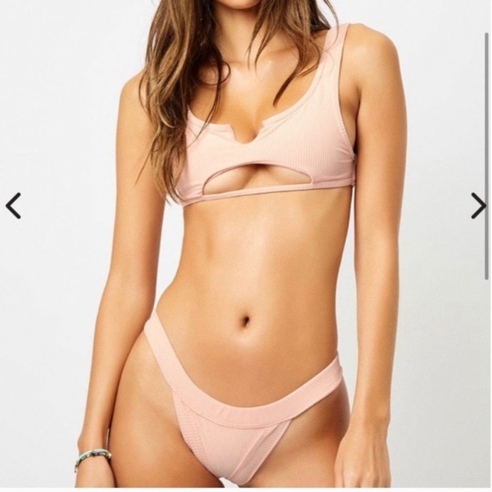 Frankie’s Bikinis - Cole top & Georgia bottoms - ribbed in dusty pink